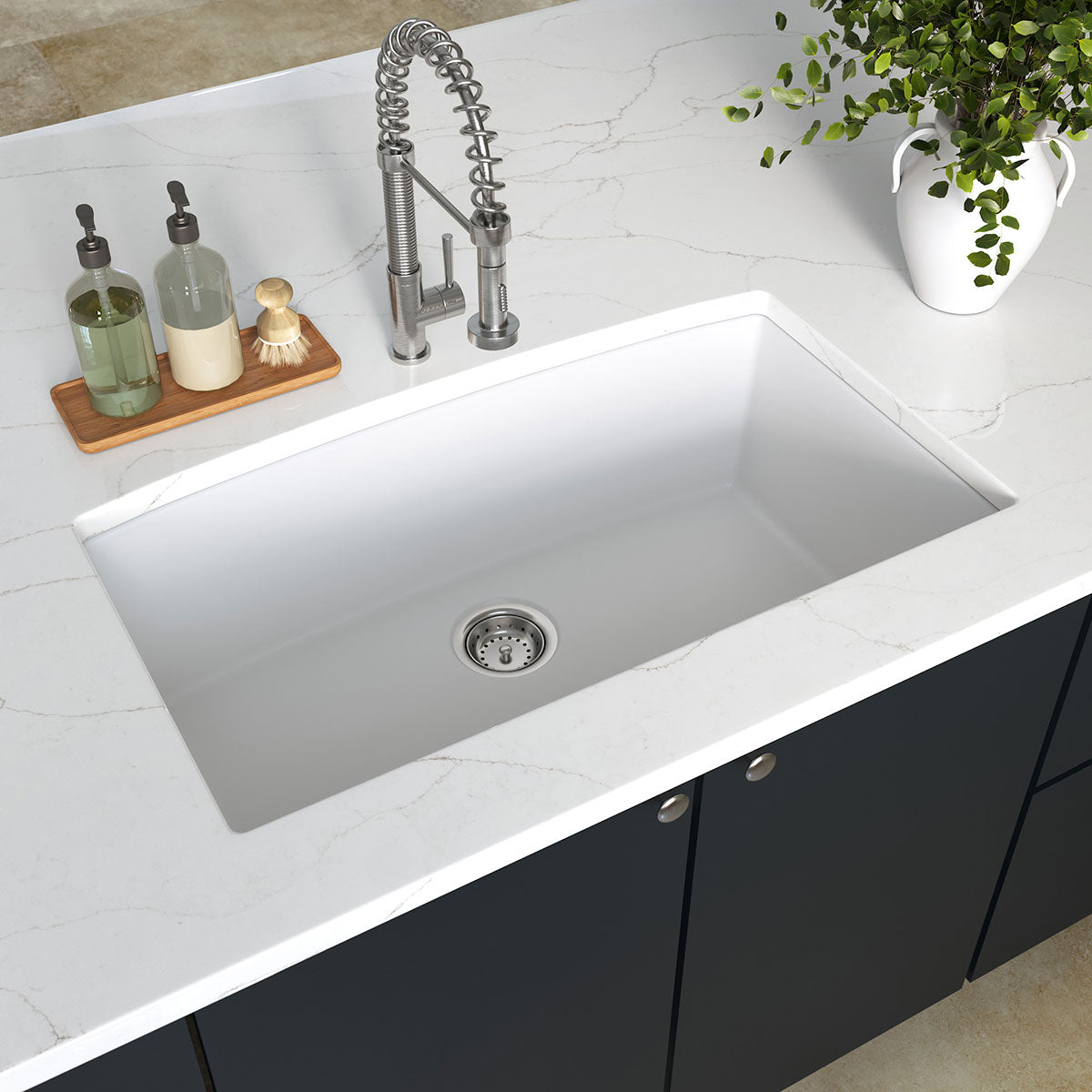 MSI White & Black Mod Petal Pattern 1" Hexagon Matte Porcelain mosaic (SMOT-PT-RETBIANER-MODPETM) – MSI room scene (kitchen)