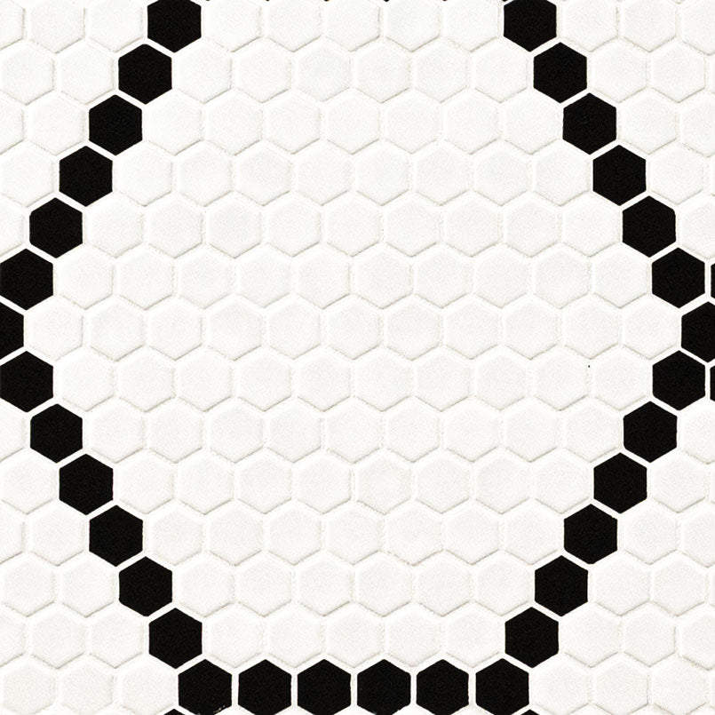 MSI White & Black Hive Pattern 1" Hexagon Matte Porcelain mosaic (SMOT-PT-RETBIANER-HIVM) – MSI product image