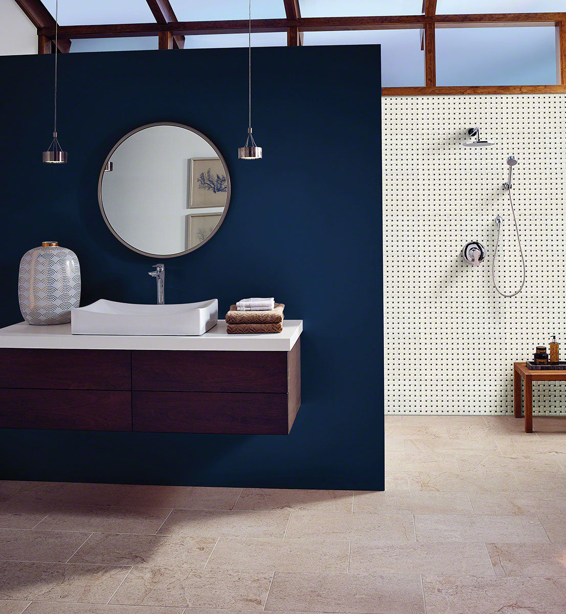 MSI Retro Weave Bianco Matte Porcelain mosaic (SMOT-PT-RETBIA-BW) – MSI room scene