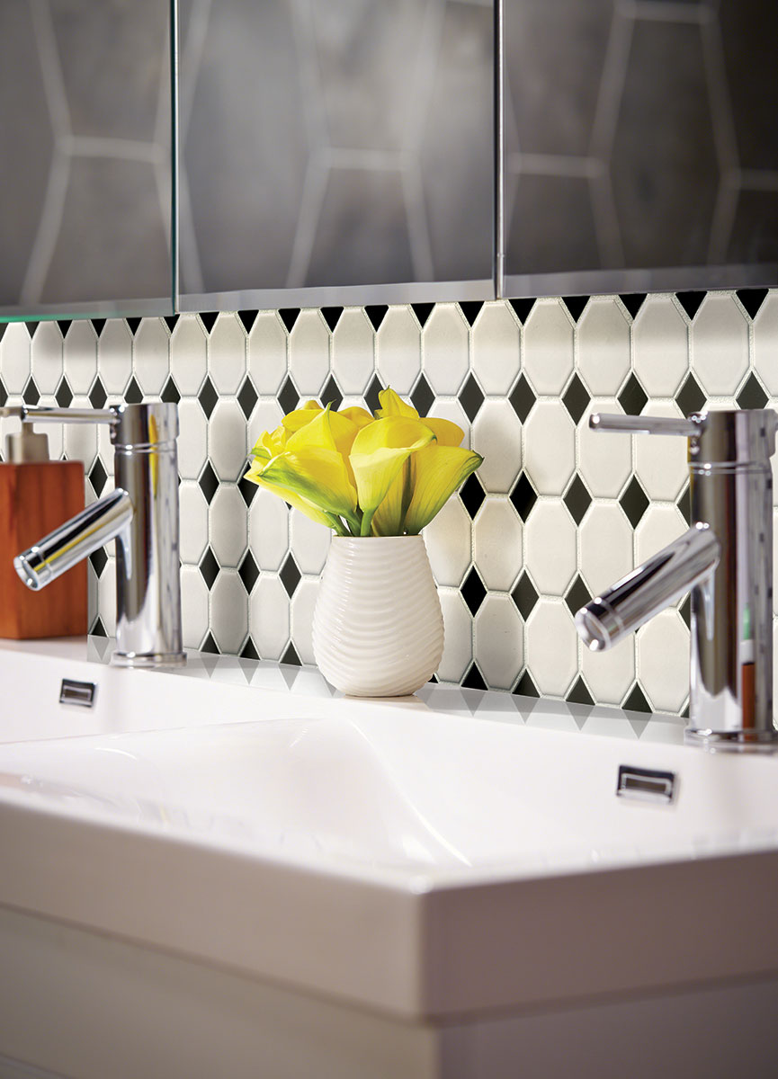 MSI White and Black Octagon Matte Porcelain mosaic (SMOT-PT-RETBIA-2OCTM) – MSI room scene