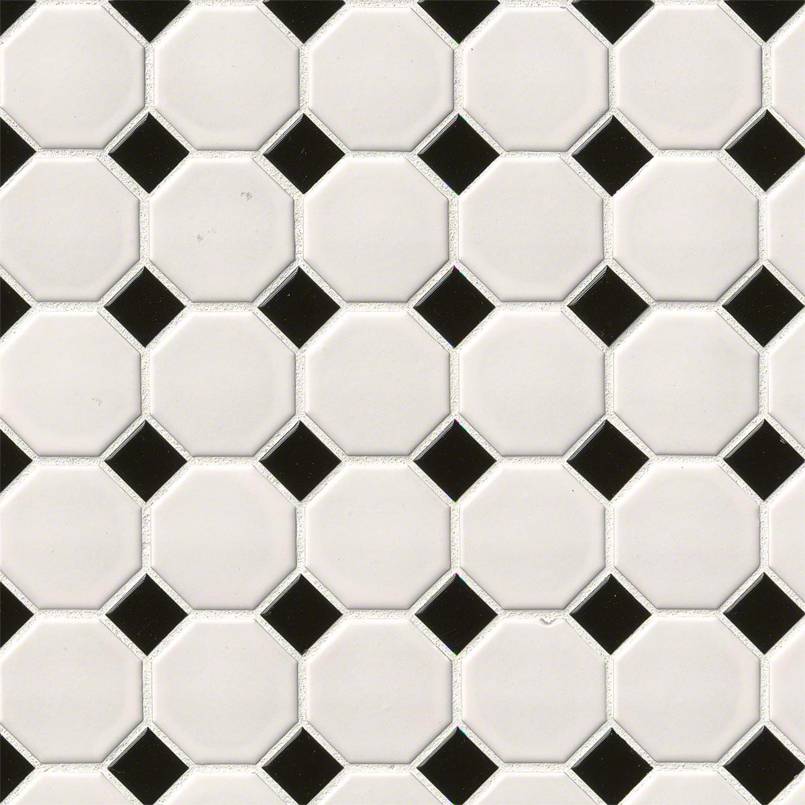 MSI White and Black Octagon Matte Porcelain mosaic (SMOT-PT-RETBIA-2OCTM) – MSI product image