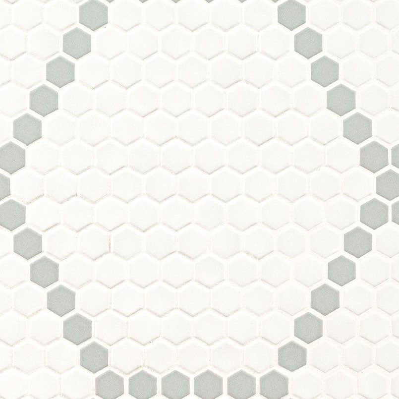 MSI White & Gray Hive Pattern 1" Hexagon Matte Porcelain mosaic (SMOT-PT-RETBIAGRA-HIVM) – MSI product image