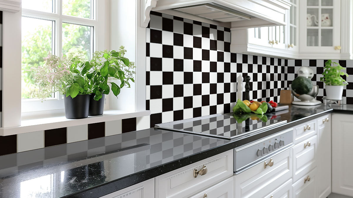 MSI White and Black 4" Checkered 4 x 4 Matte Porcelain mosaic (SMOT-PT-RETBIANER-4X4M) – MSI room scene