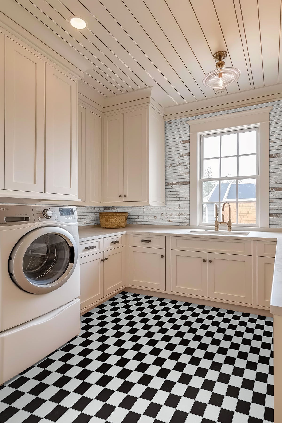 MSI White and Black 4" Checkered 4 x 4 Matte Porcelain mosaic (SMOT-PT-RETBIANER-4X4M) – MSI room scene
