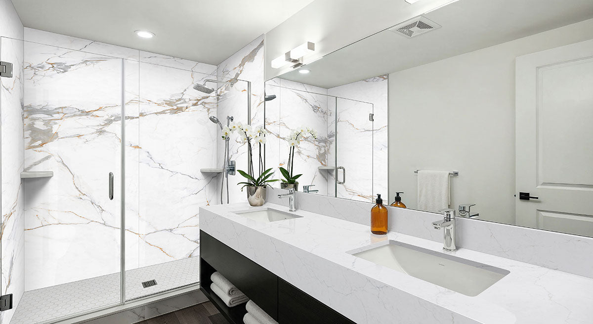 MSI Retro Hexo Bianco 2 x 2 Glossy Porcelain mosaic (SMOT-PT-RETBIA-2HEXG) – MSI room scene (bathroom)