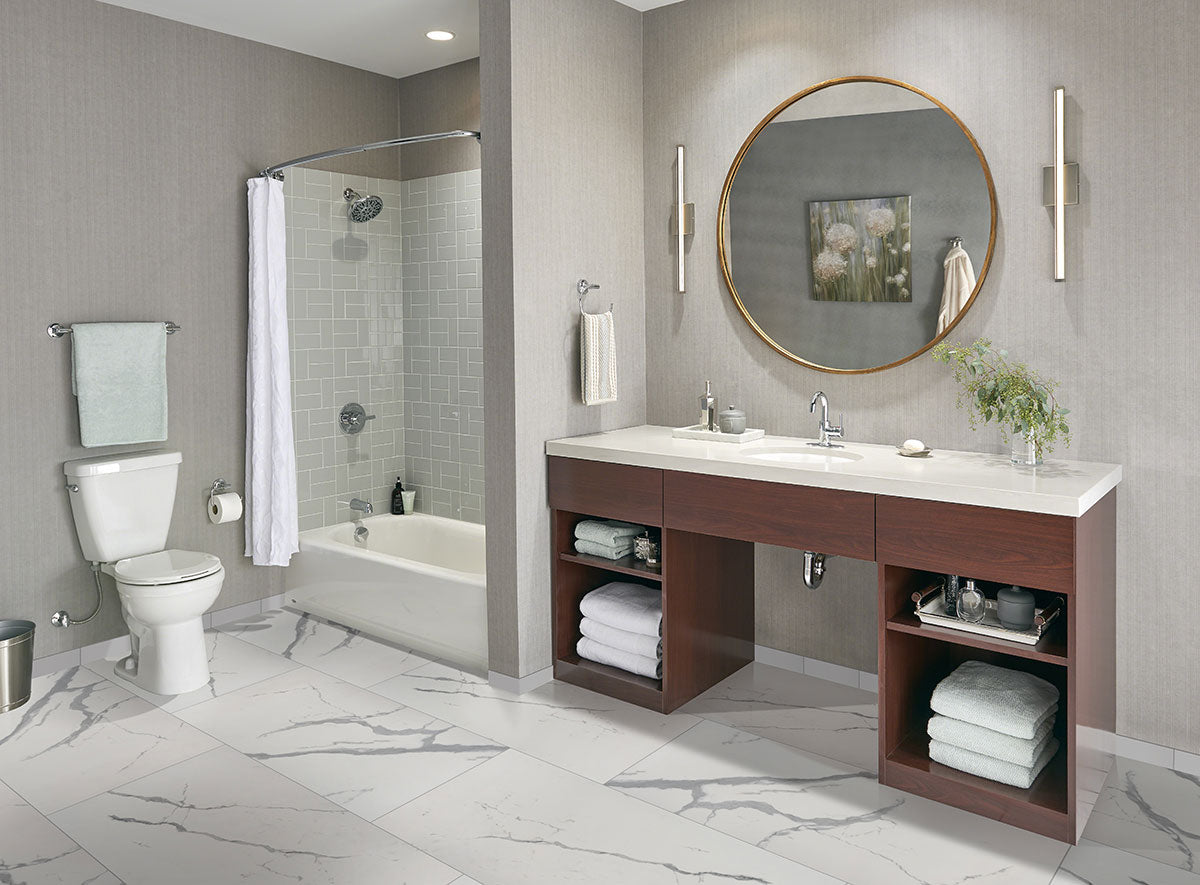 MSI White Single 3 x 6 Glossy Ceramic trim (NWHIGLO3X6BN-N) – MSI room scene