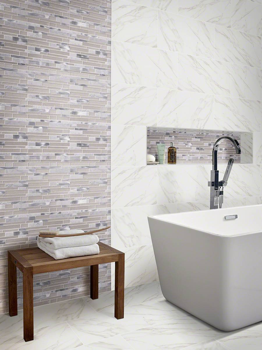 MSI White Wave Interlocking Pattern Glass mosaic (SMOT-SGLSMTIL-WHTWA4MM) – MSI room scene