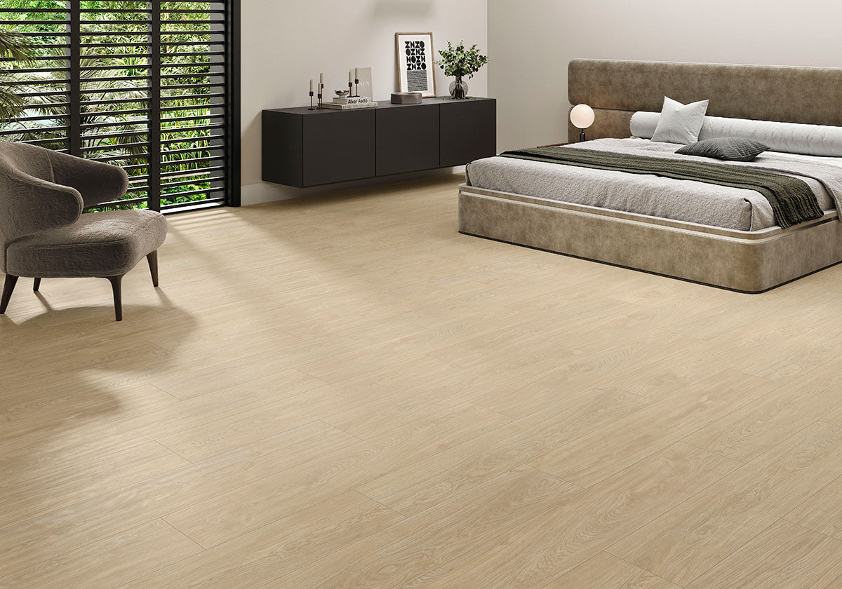 MSI Whitehill Beckleywood 9 x 48 Matte Porcelain tile (NWHIBEC9X48) – MSI room scene (bedroom)