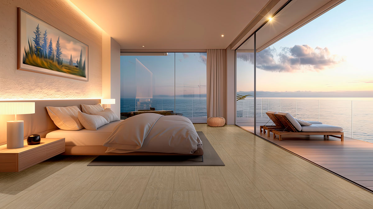 MSI Whitehill Beckleywood 9 x 48 Matte Porcelain tile (NWHIBEC9X48) – MSI room scene (bedroom)