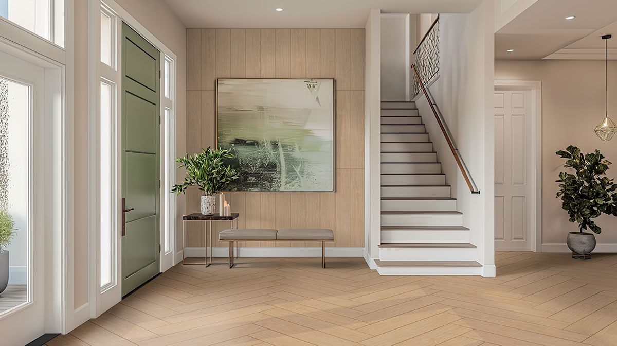 MSI Whitehill Beckleywood 9 x 48 Matte Porcelain tile (NWHIBEC9X48) – MSI room scene (entryway)