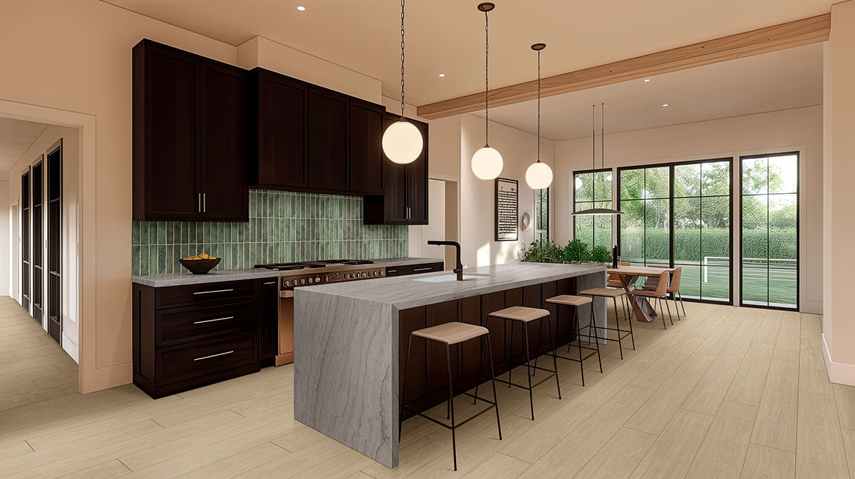 MSI Whitehill Sandlewood 9 x 48 Matte Porcelain tile (NWHISAN9X48) – MSI room scene (kitchen)