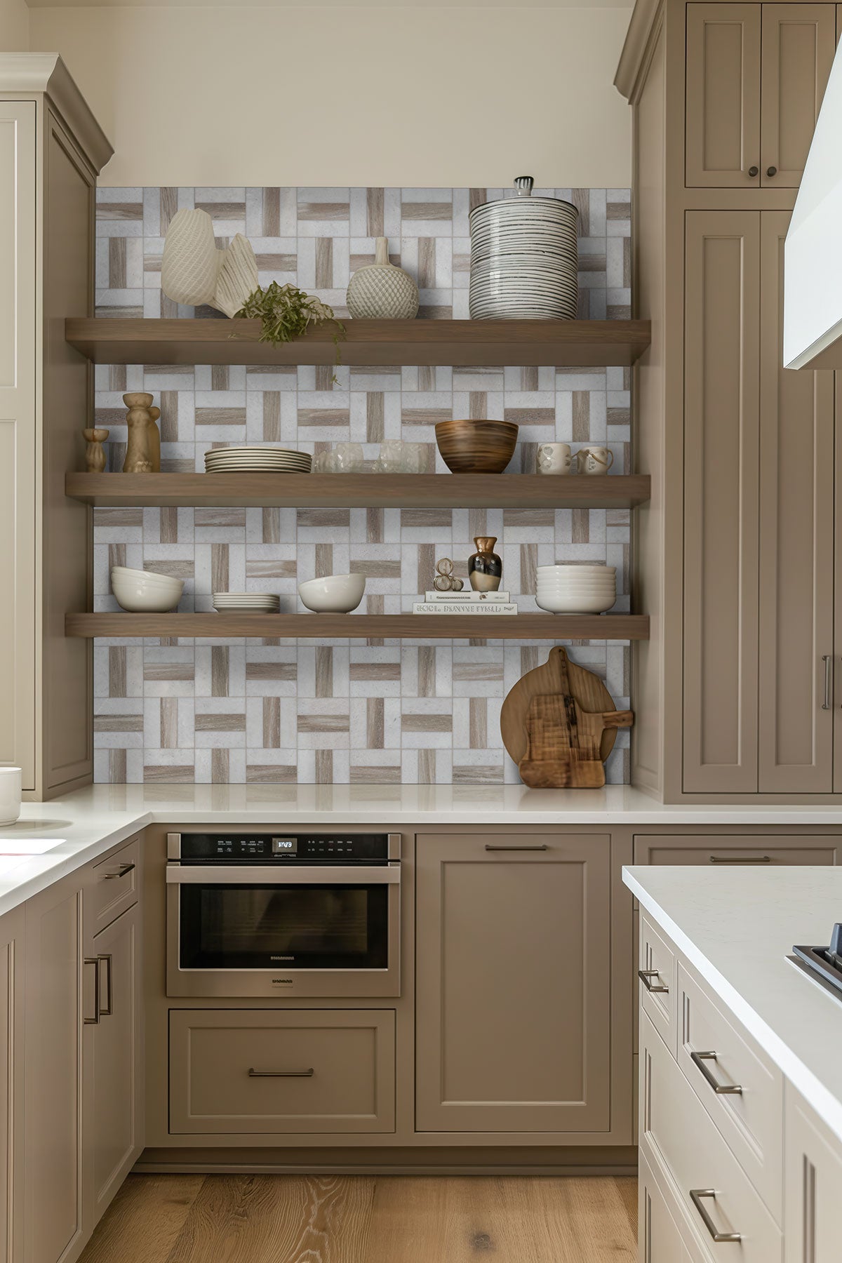 MSI Winslow Weave Polished Marble mosaic (SMOT-WINWEA-POL10MM) – MSI room scene