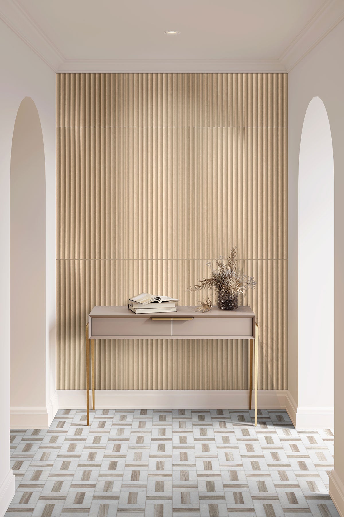 MSI Winslow Weave Polished Marble mosaic (SMOT-WINWEA-POL10MM) – MSI room scene (entryway)