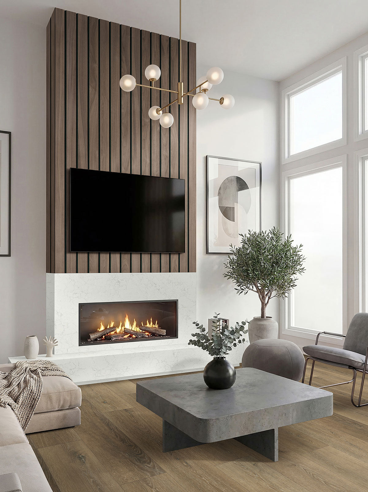 MSI Tawny Macro 10.63 x 94.5 Wood slat panel (WPNL-ACWFLTTAWMAC10.63X94.5) – MSI room scene (living room)