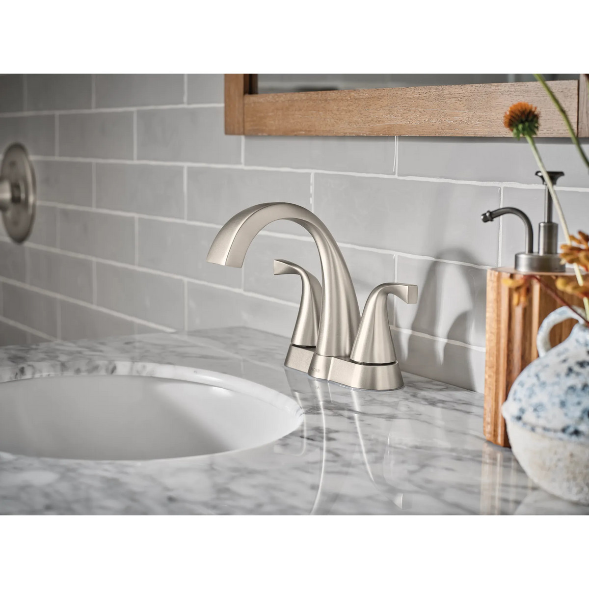Moen Oxby Two-Handle Bathroom Faucet WS84660 in Spot Resist Brushed Nickel (WS84660SRN) - view 2