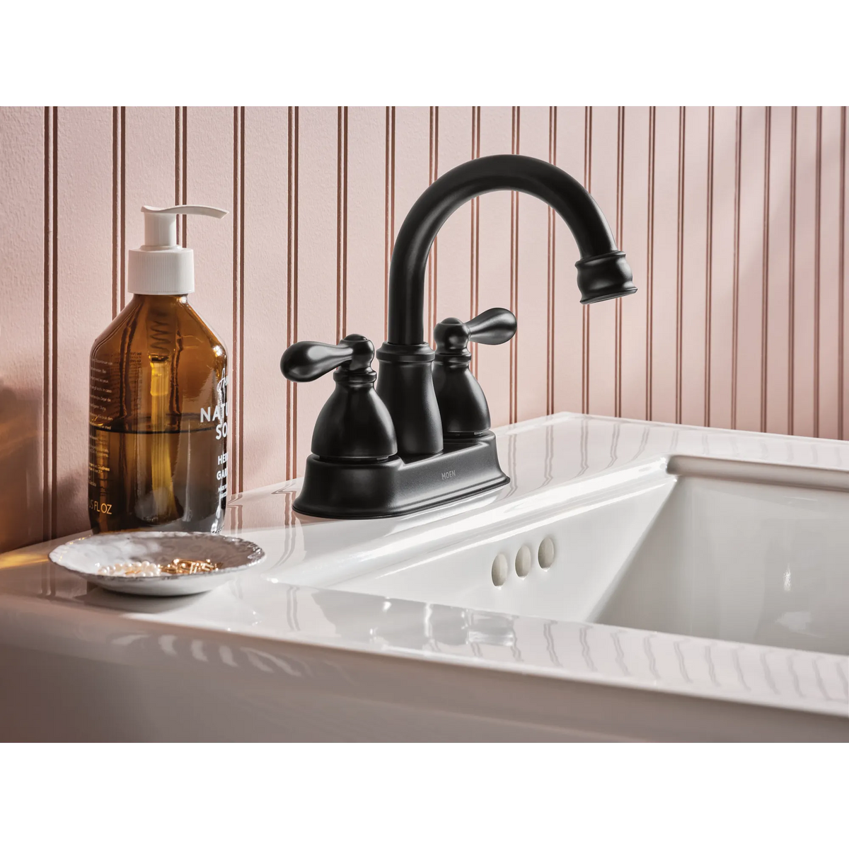 Moen Caldwell Two-Handle High-Arc Bathroom Faucet WS84667 in Matte Black (WS84667BL) - view 6