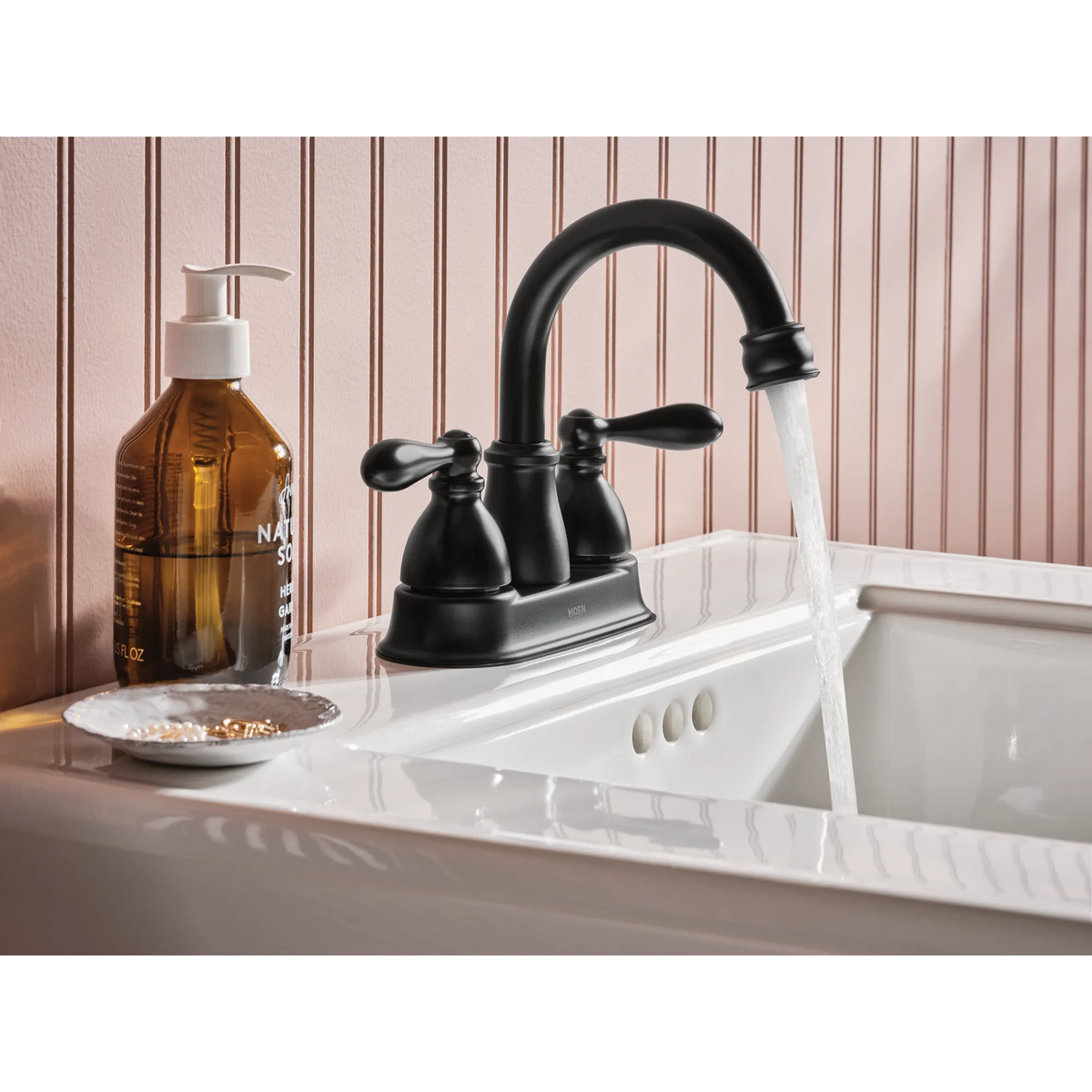 Moen Caldwell Two-Handle High-Arc Bathroom Faucet WS84667 in Matte Black (WS84667BL) - view 2