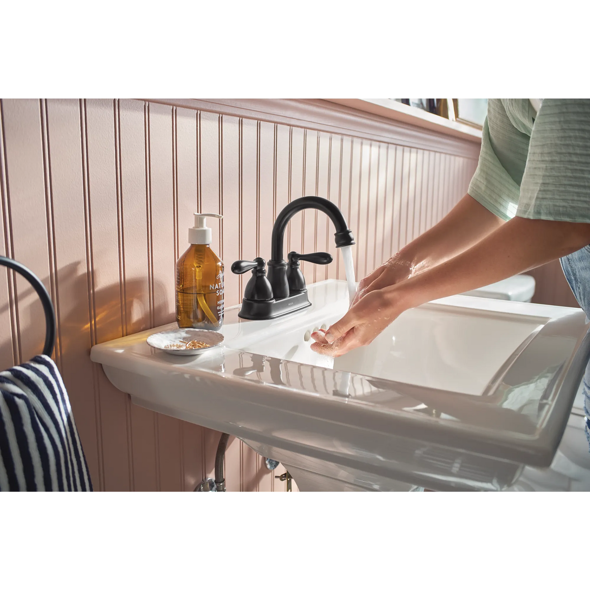 Moen Caldwell Two-Handle High-Arc Bathroom Faucet WS84667 in Matte Black (WS84667BL) - view 7