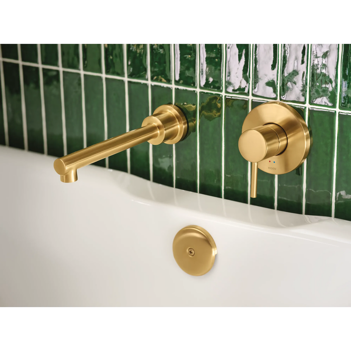 Moen Align Single-Handle Non-Diverter Wall-Mount Tub Filler WT391 in Brushed Gold (WT391BG) - view 4