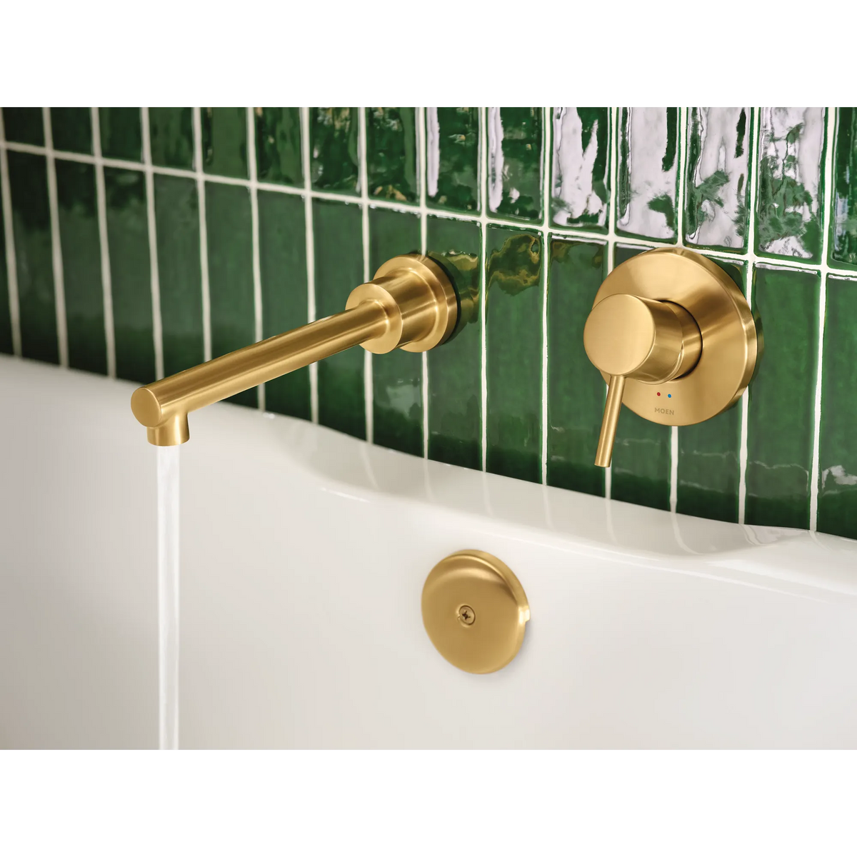 Moen Align Single-Handle Non-Diverter Wall-Mount Tub Filler WT391 in Brushed Gold (WT391BG) - view 2