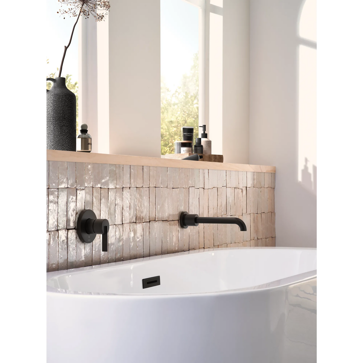 Moen Cia Single-Handle Non-Diverter Wall-Mount Tub Filler WT6221 in Matte Black (WT6221BL) - view 2
