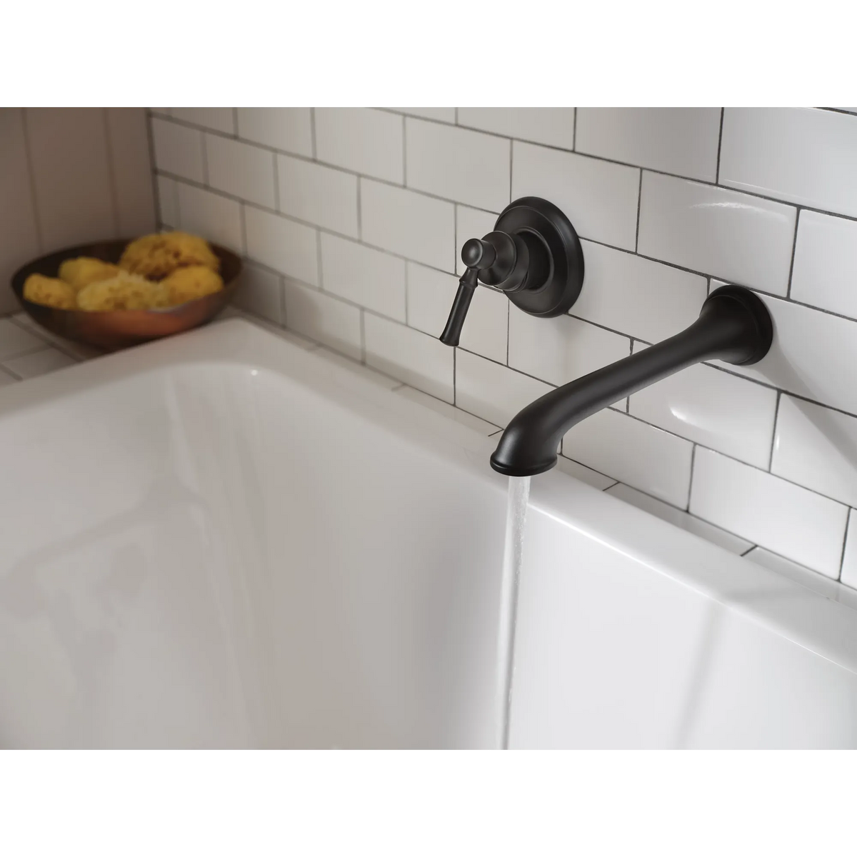 Moen Dartmoor Single-Handle Non-Diverter Wall-Mount Tub Filler WT681 in Matte Black (WT681BL) - view 2