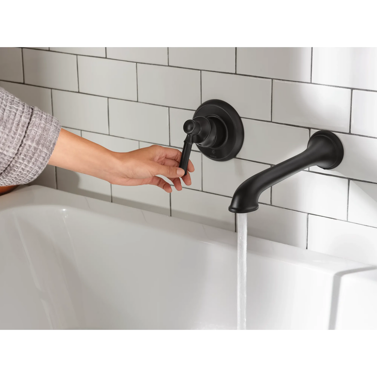 Moen Dartmoor Single-Handle Non-Diverter Wall-Mount Tub Filler WT681 in Matte Black (WT681BL) - view 4