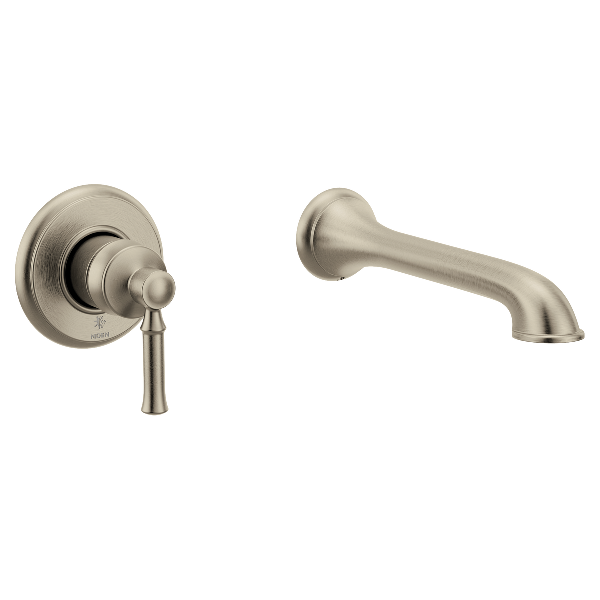 Moen Dartmoor Single-Handle Non-Diverter Wall-Mount Tub Filler WT681 in Brushed Nickel (WT681BN)