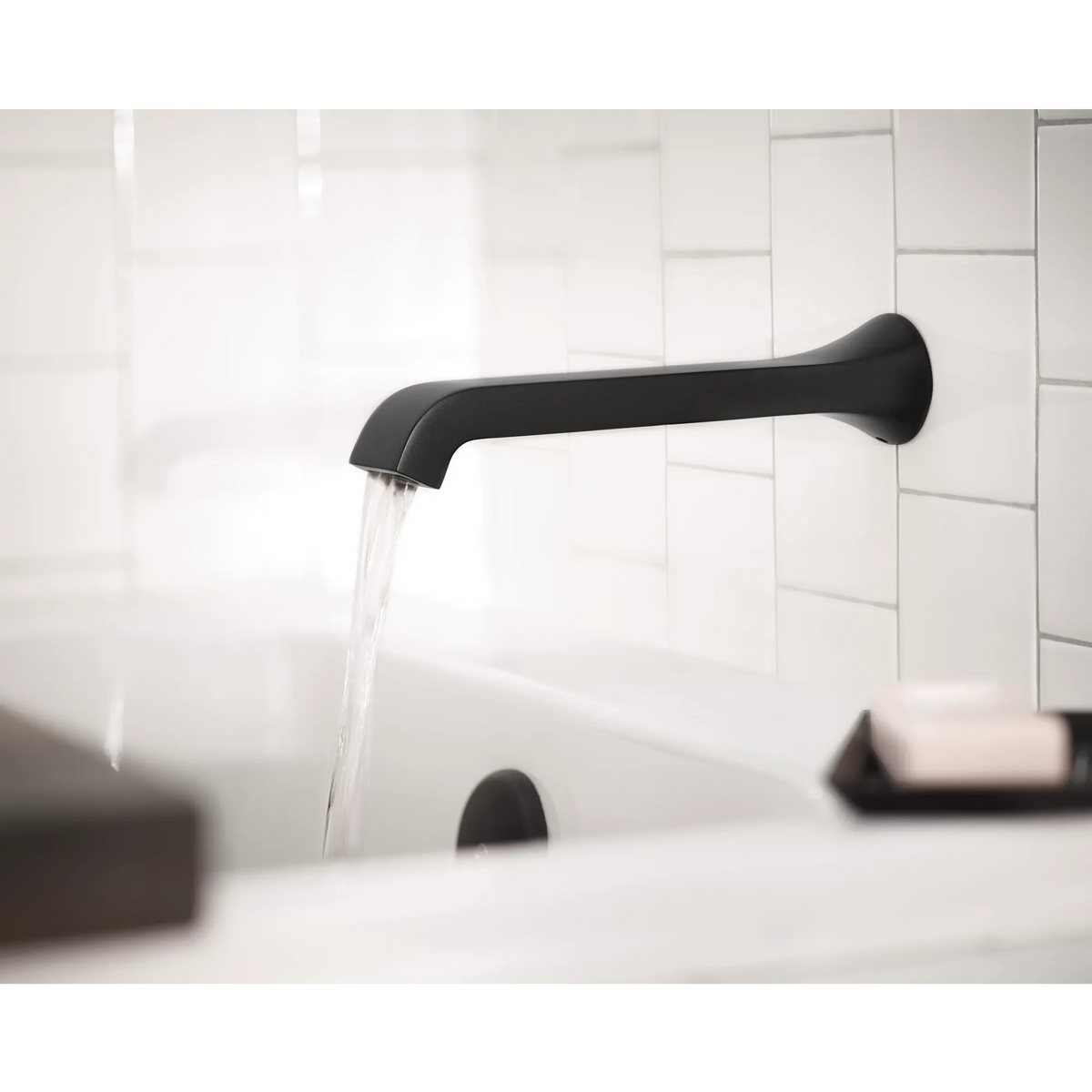 Moen Genta LX Single-Handle Non-Diverter Wall-Mount Tub Filler WT901 in Matte Black (WT901BL) - view 6
