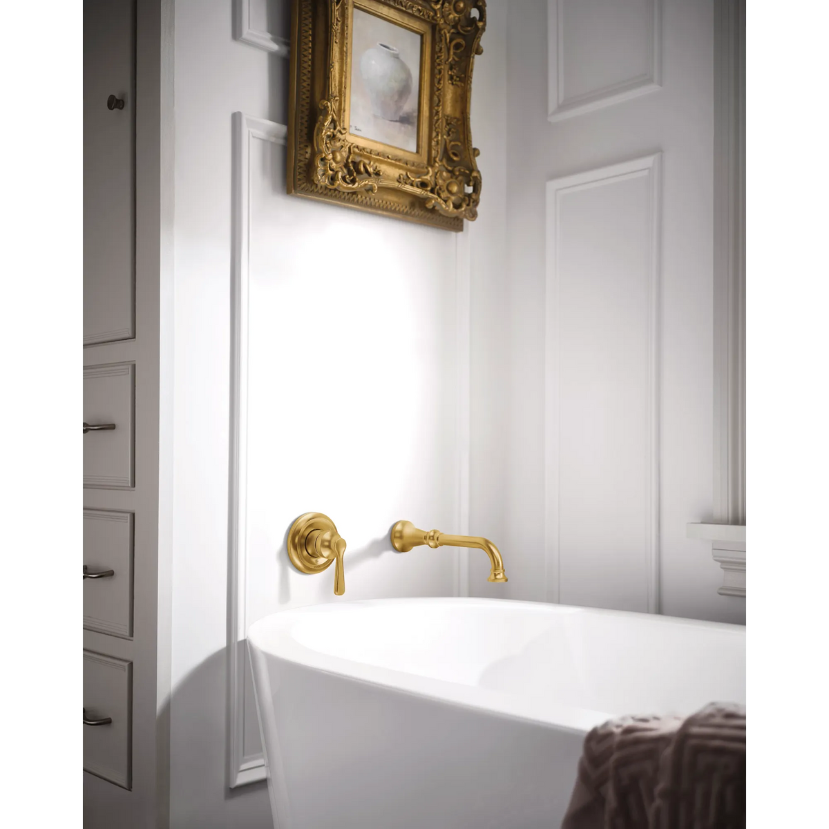 Moen Colinet Single-Handle Non-Diverter Wall-Mount Tub Filler WTS44501 in Brushed Gold (WTS44501BG) - view 2