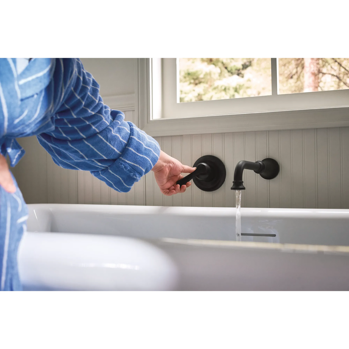 Moen Colinet Single-Handle Non-Diverter Wall-Mount Tub Filler WTS44501 in Matte Black (WTS44501BL) - view 10