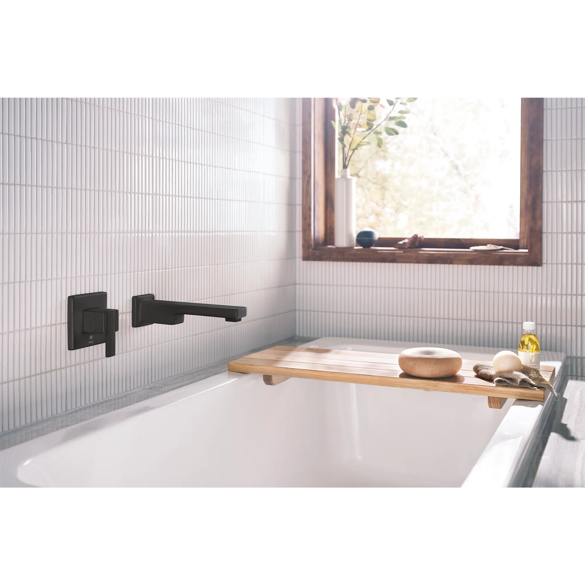 Moen 90 Degree Single-Handle Non-Diverter Wall-Mount Tub Filler WTS911 in Matte Black (WTS911BL) - view 2