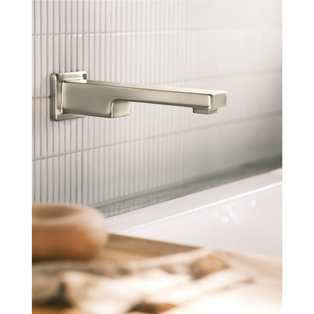 Moen 90 Degree Single-Handle Non-Diverter Wall-Mount Tub Filler WTS911 in Brushed Nickel (WTS911BN) - view 4