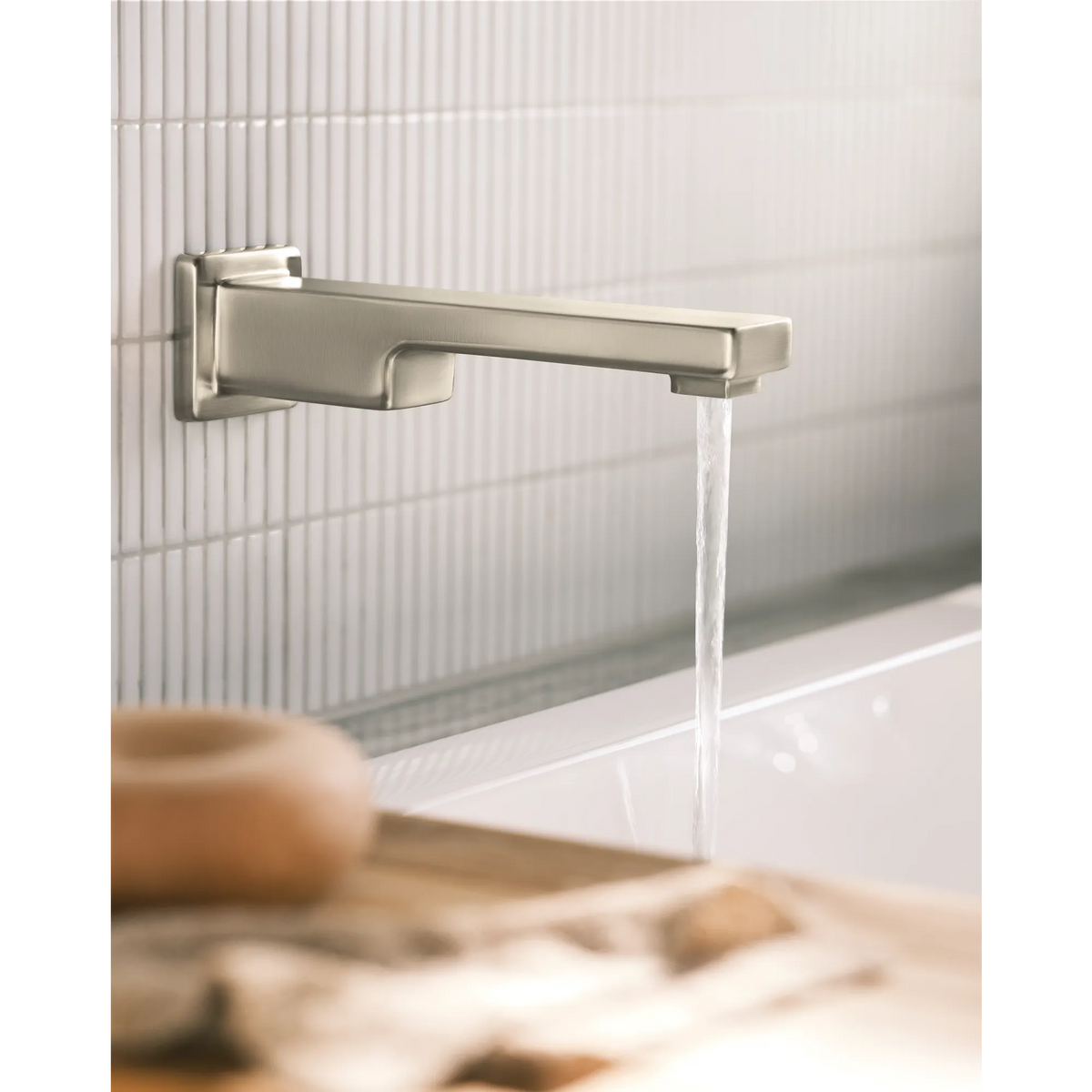Moen 90 Degree Single-Handle Non-Diverter Wall-Mount Tub Filler WTS911 in Brushed Nickel (WTS911BN) - view 6