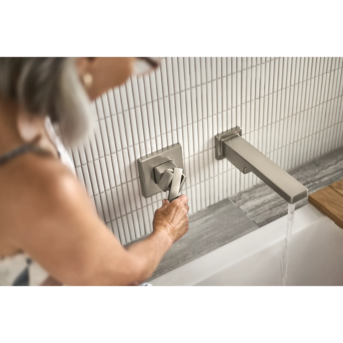 Moen 90 Degree Single-Handle Non-Diverter Wall-Mount Tub Filler WTS911 in Brushed Nickel (WTS911BN) - view 15