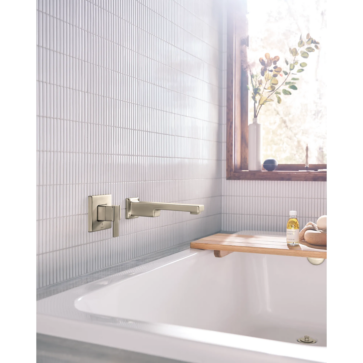 Moen 90 Degree Single-Handle Non-Diverter Wall-Mount Tub Filler WTS911 in Brushed Nickel (WTS911BN) - view 7