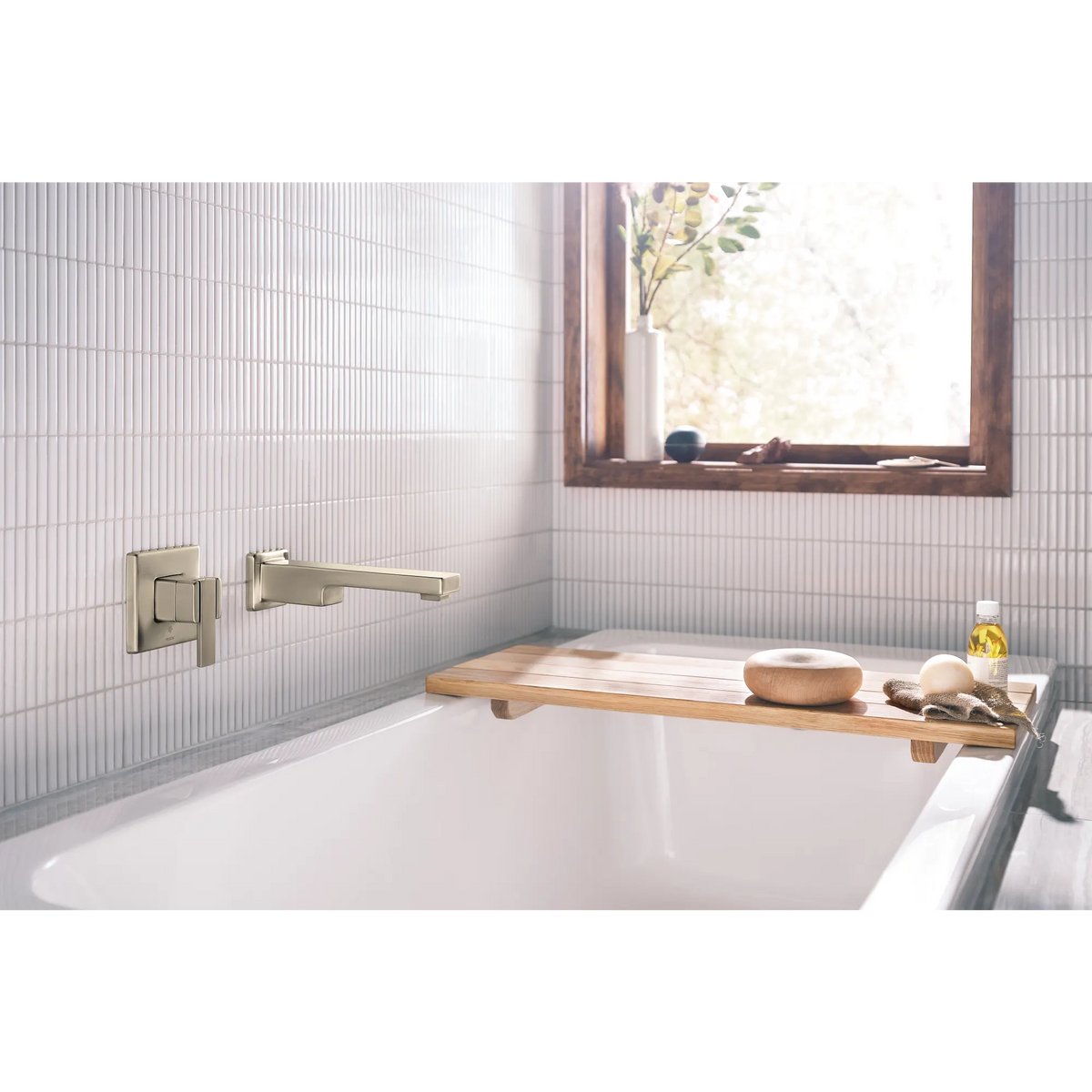 Moen 90 Degree Single-Handle Non-Diverter Wall-Mount Tub Filler WTS911 in Brushed Nickel (WTS911BN) - view 8