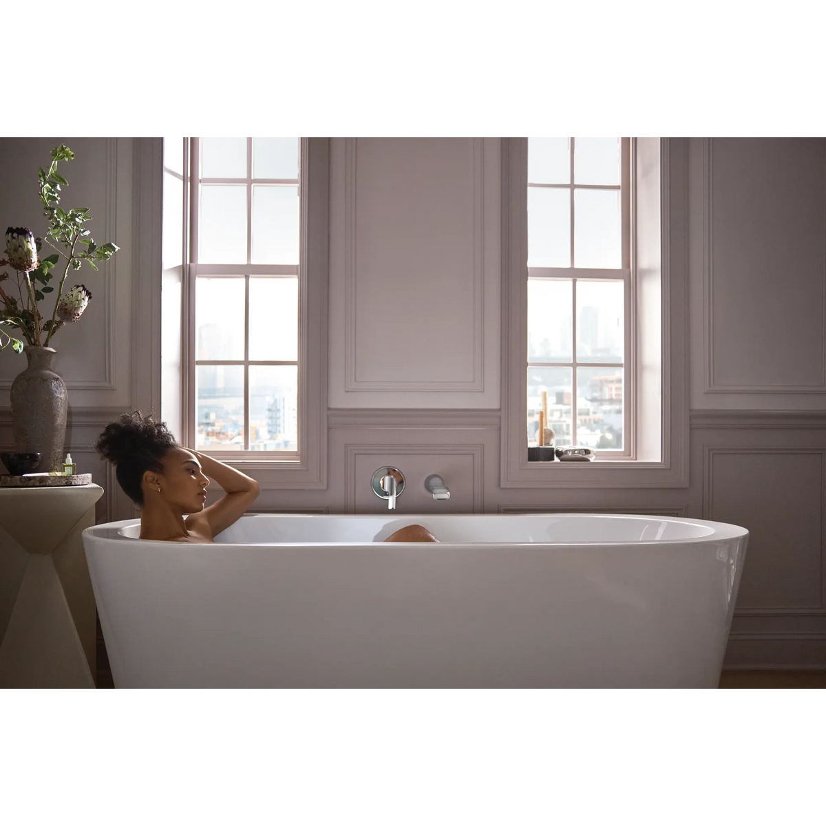 Moen Doux Single-Handle Non-Diverter Wall-Mount Tub Filler WTS981 in Chrome (WTS981) - view 14
