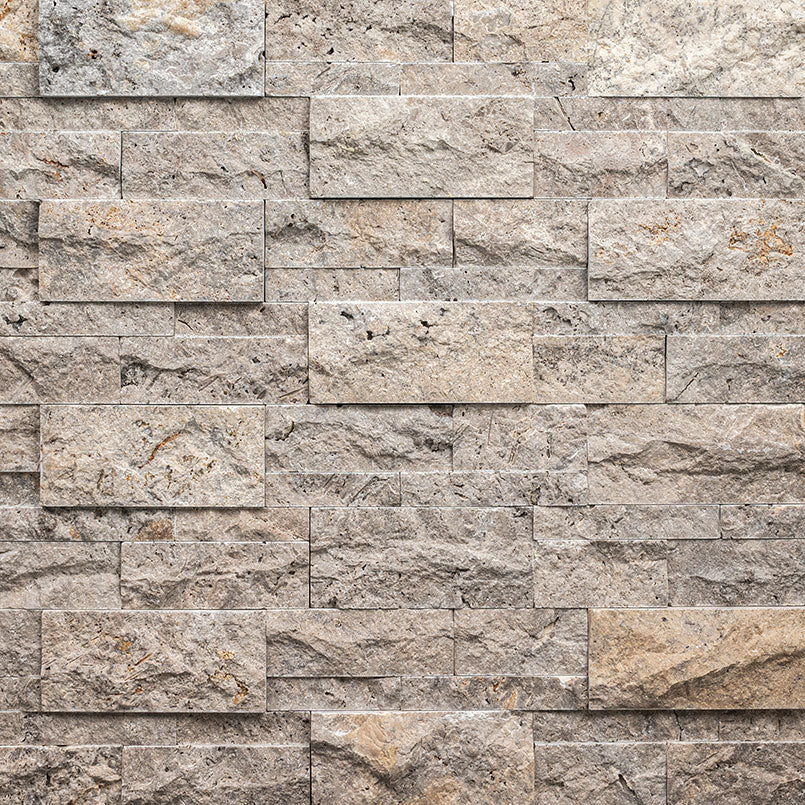 MSI XL Rockmount Silver Travertine stacked stone 9 x 24 (LPNLTSIL924)