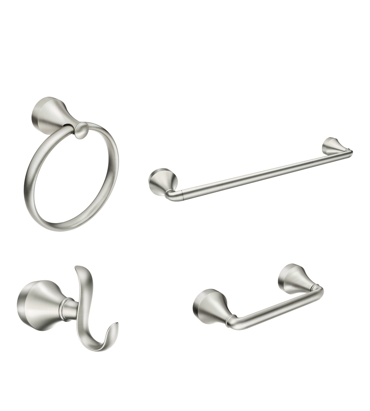 Moen Wellton 4-Piece Bathroom Accessory Collection Y1394 in Spot Resist Brushed Nickel (Y1394BN)