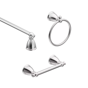 Moen Caldwell 3 Pc Kit: Pivoting Paper Holder, Towel Bar and Towel Ring Y3193 in Chrome (Y3193CH)