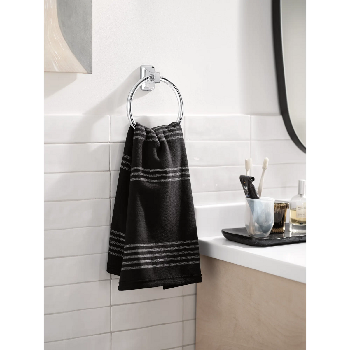 Moen Adler Spring Loaded Paper Holder Towel Bar/Towel Ring YB0193 in Chrome (YB0193CH) - view 5