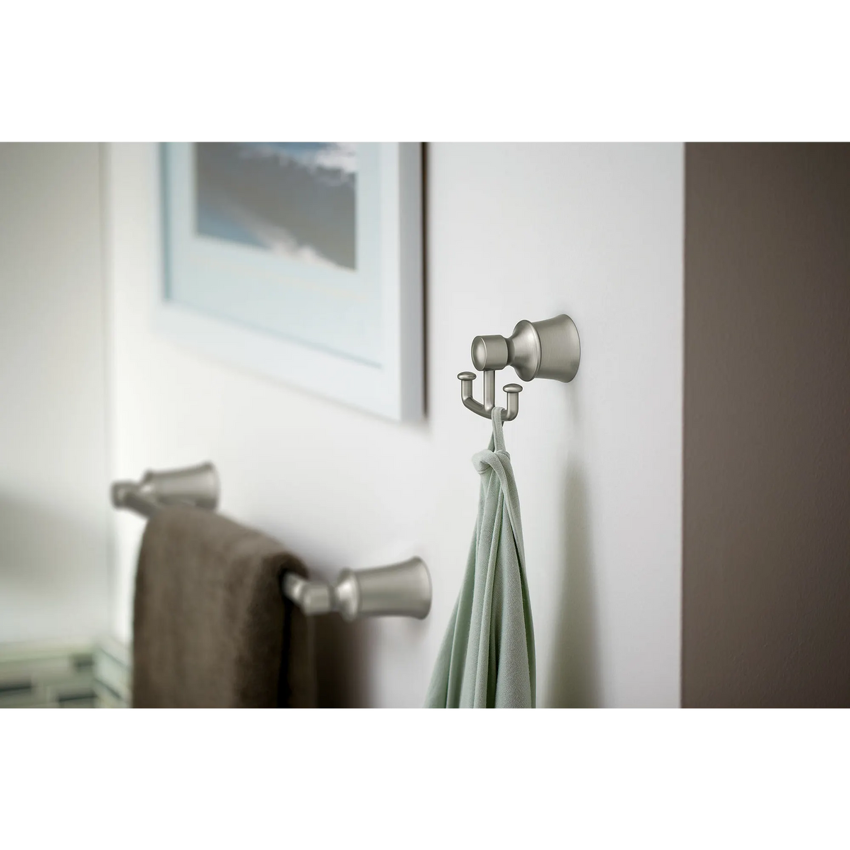 Moen Dartmoor Double Robe Hook YB2103 in Brushed Nickel (YB2103BN) - view 2