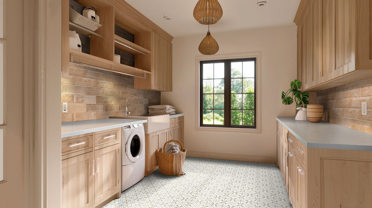 MSI Zaria Elo 8 x 8 Matte Porcelain tile (NZARELO8X8) – MSI room scene (laundry room)