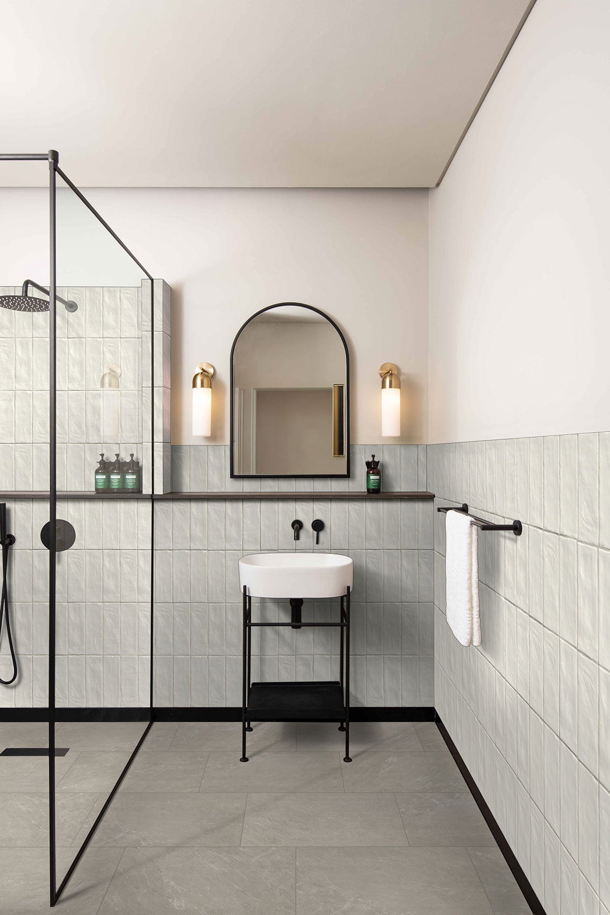 MSI Zest Aloe 2.5 x 8 Satin Ceramic tile (NZESALO2.5X8S) – MSI room scene (bathroom)