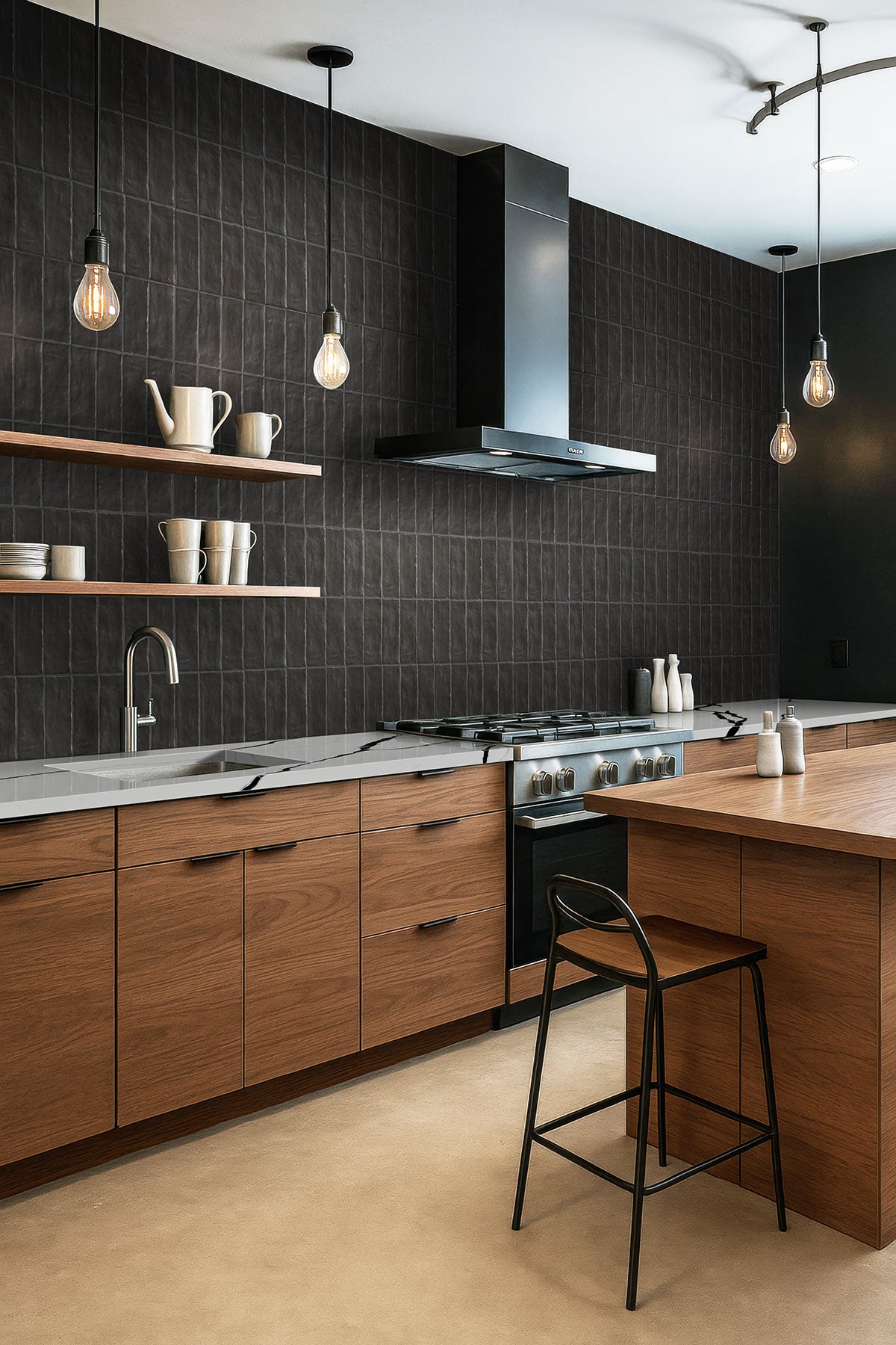 MSI Zest Midnight 4 x 4 Satin Ceramic tile (NZESMID4X4S) – MSI room scene (kitchen)