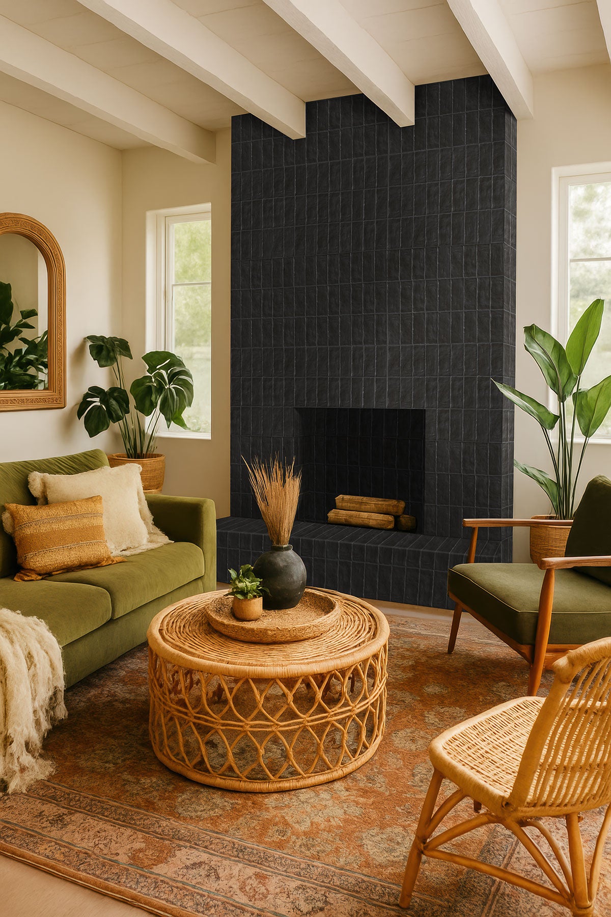 MSI Zest Midnight 4 x 4 Satin Ceramic tile (NZESMID4X4S) – MSI room scene (living room)