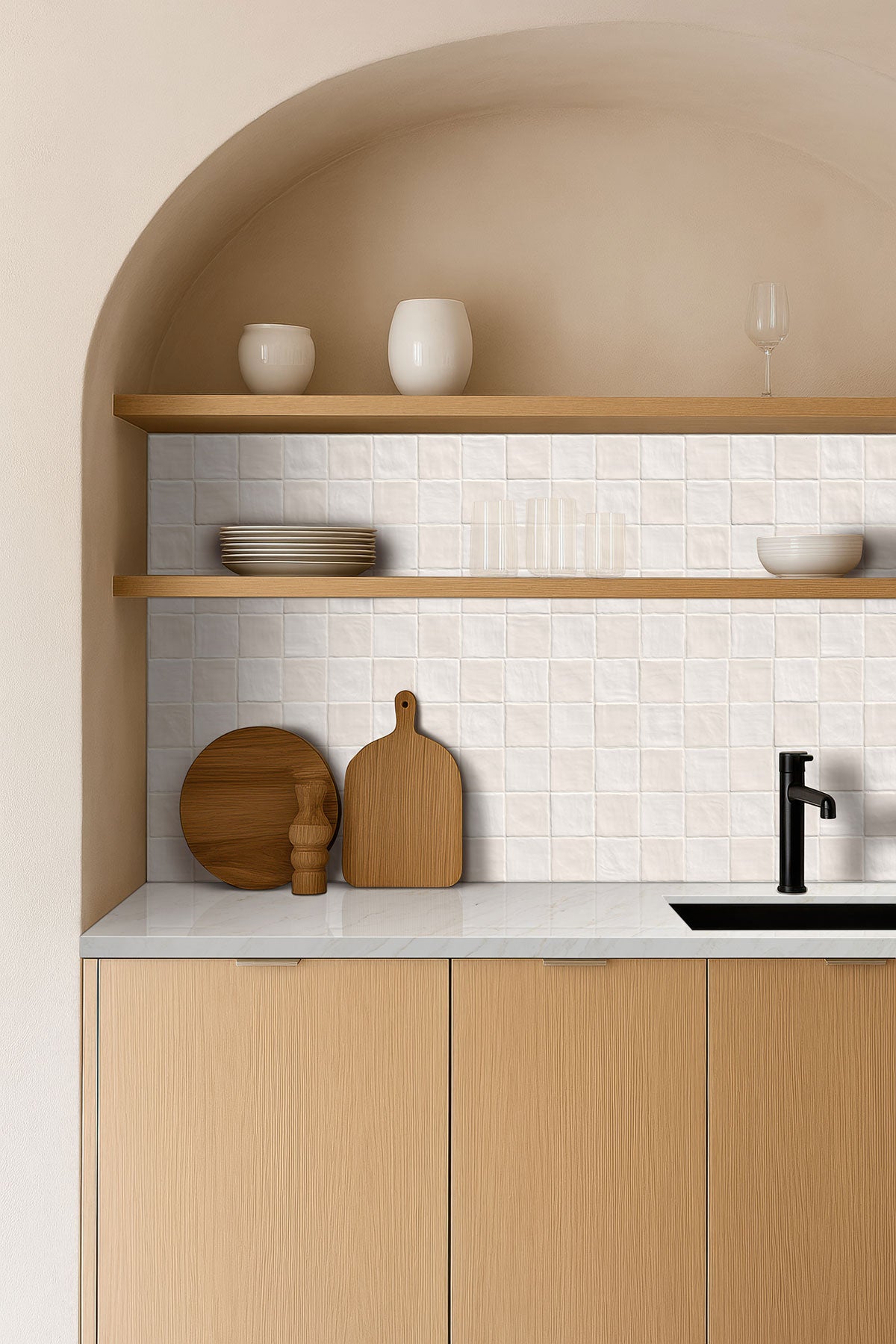 MSI Zest Sand 4 x 4 Satin Ceramic tile (NZESSAN4X4S) – MSI room scene (kitchen)