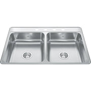 Kindred Creemore 33" x 22" Drop In Double Bowl 4-Hole Stainless Steel Kitchen Sink CDLA3322-6-4 Kindred