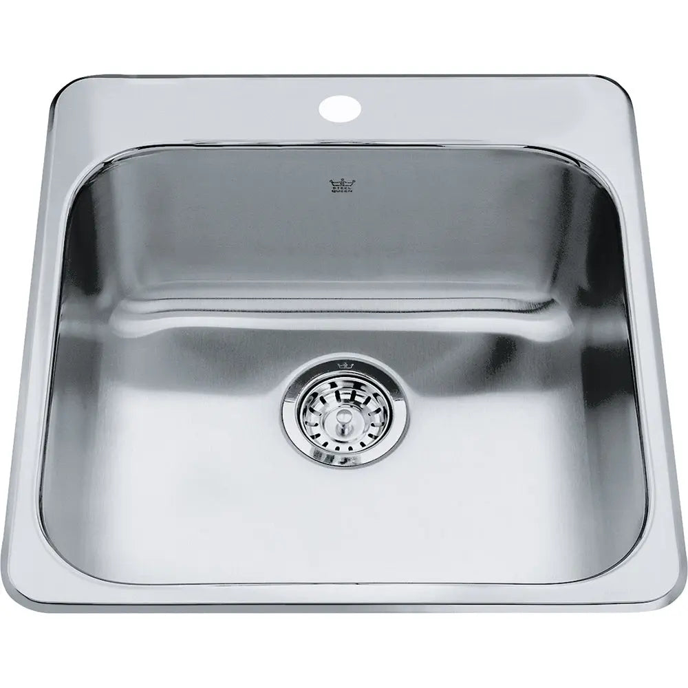 Kindred 20" x 20.5" Steel Queen Single Hole Single Bowl Drop-in Sink Stainless Steel QSL2020-8-1 Kindred